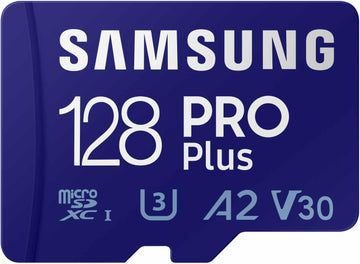 SAMSUNG PRO PLUS 128GB MICRO SD w/ ADAPTER, CL10, 180R/130W MB/s Action Cam & Drone