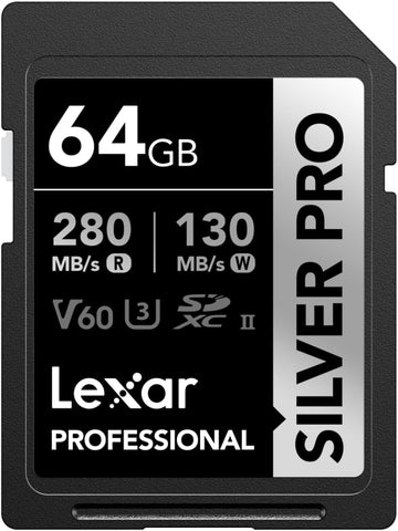 Lexar Professional 64GB SILVER PRO SDXC UHS-II Card V60 6K U3 C10 280MB/s