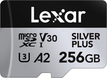 Lexar 256GB Professional SILVER PLUS micro SDXC UHS-I Card UHS-I, A2, U3, V30, Class 10, 4K