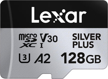 Lexar 128GB Professional SILVER PLUS micro SDXC UHS-I Card UHS-I, A2, U3, V30, Class 10, 4K