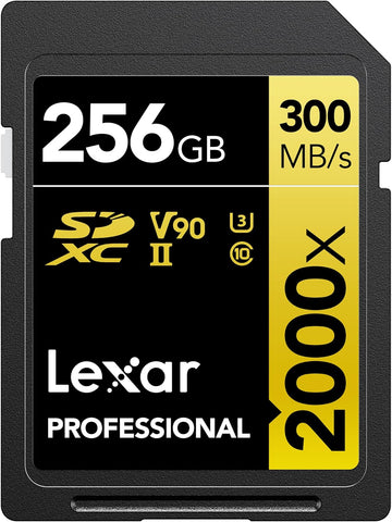 Lexar 256GB Professional 2000x UHS-II SDXC Memory Card V90 300R/260W GOLD