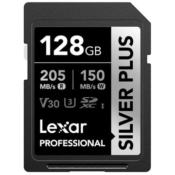 Lexar 128GB Professional SILVER PLUS SDXC UHS-I Card V30 205MBs & 150MB/s
