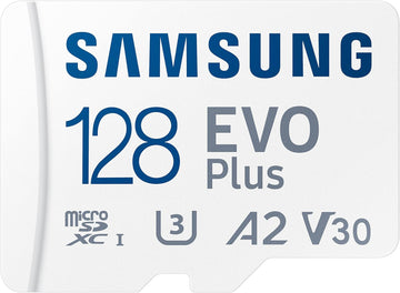 SAMSUNG EVO PLUS 128GB MICRO SD CARD, w/ADAPTER, CL10, UP TO 130R MB/s