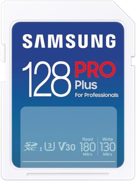 SAMSUNG PRO Plus 128GB SDXC Memory Card, Up to 180 MB/s, Full HD & 4K UHD, UHS-I, C10, U3, V30