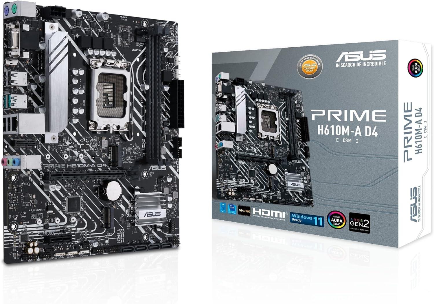 Asus Prime H610M-A LGA 1700 DDR4 WiFi mATX Motherboard