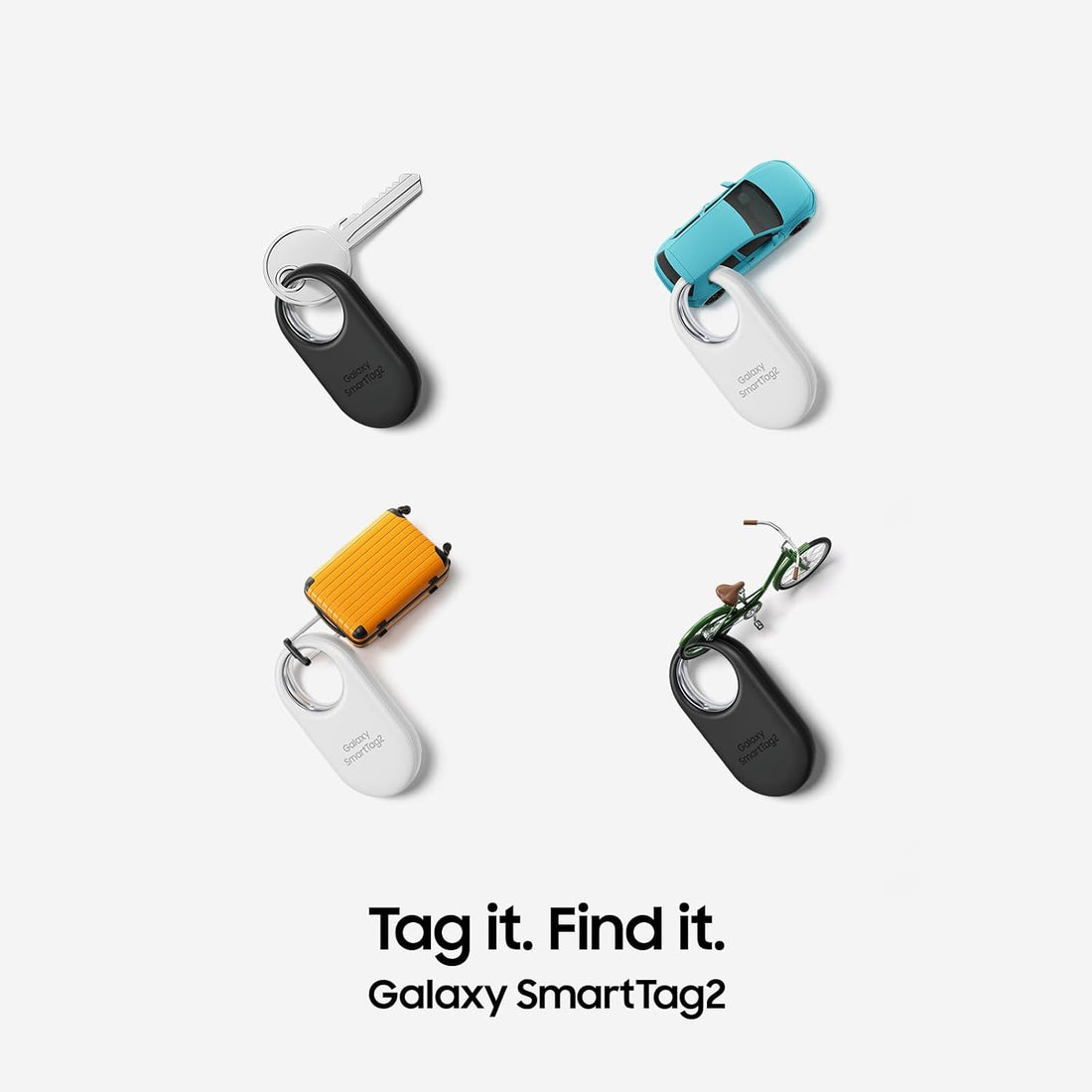 Samsung Galaxy SmartTag2 (4 Pack) Bluetooth Tracker, Compass View, AR Find Lost Mode, 2 x Black, 2 x White