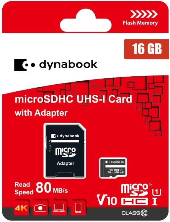 Dynabook 16GB MicroSDHC UHS-I SDMI Card Includes SD Adapter OA1240A-2DAG