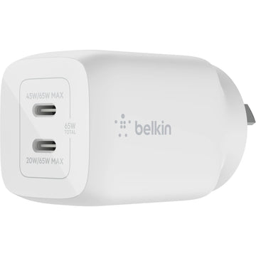 Belkin BoostUp Charge Dual USB-C 65W GaN Wall Charger |White|