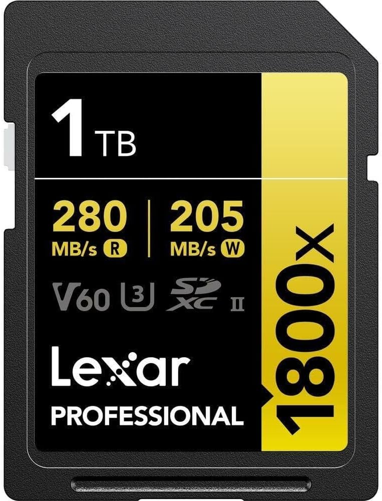 Lexar 1TB Professional 1800X SDXC UHS-II V60 SD Card U3 4K GOLD Series