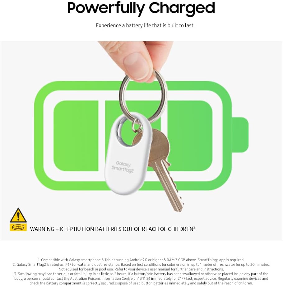 Samsung Galaxy SmartTag2 (1 Pack) Bluetooth Tracker, Compass View, AR Find Lost Mode, White