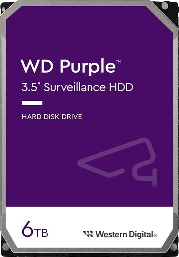 Western Digital WD 6TB Purple 3.5" Hard Drive, SATA III, 5400RPM, 256MB Cache, Surveillance Storage