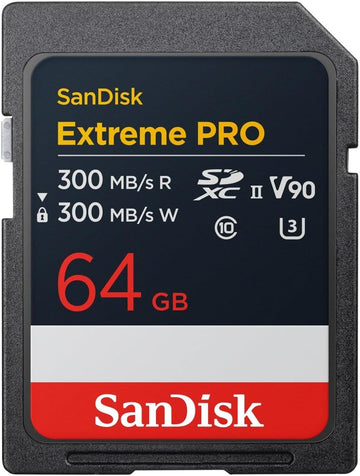 SanDisk Extreme PRO 64GB SDXC Memory Card 300MB/s UHS-II U3 C10 V90 SDSDXDM-064G-GN4IN