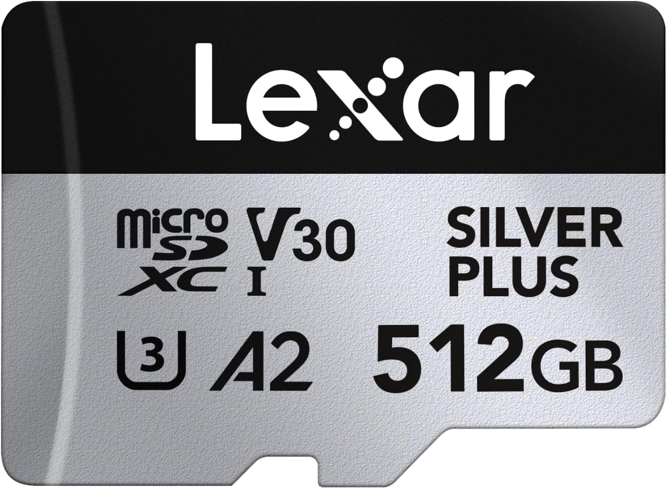 Lexar 512GB Professional SILVER PLUS micro SDXC UHS-I Card UHS-I, A2, U3, V30, Class 10, 4K