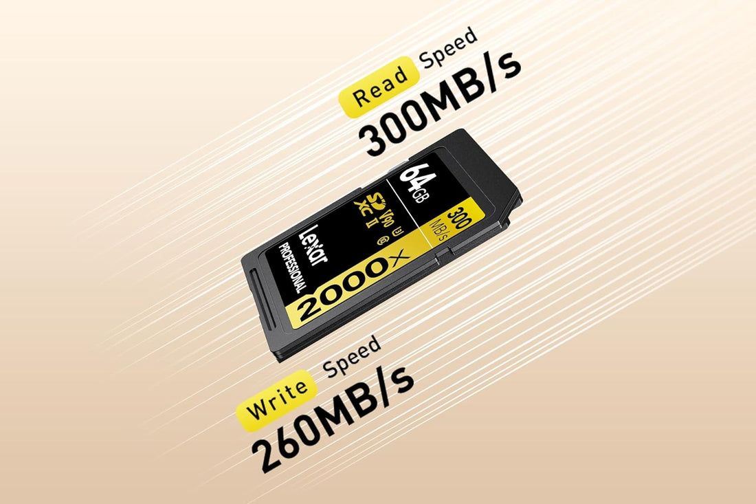 Lexar 64GB Professional 2000x UHS-II SDXC Memory Card V90 300R/260W GOLD