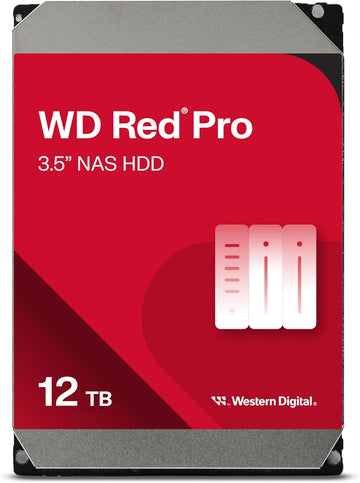 Western Digital 12TB WD Red Pro NAS Internal Hard Drive 3.5" HDD 7200 RPM SATA 6 Gb/s CMR 512 MB Cache