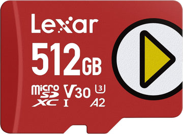 Lexar 512GB Play Micro SD Card,  C10, U3, V30, A2, Full HD, 4K microSDXC Memory Card