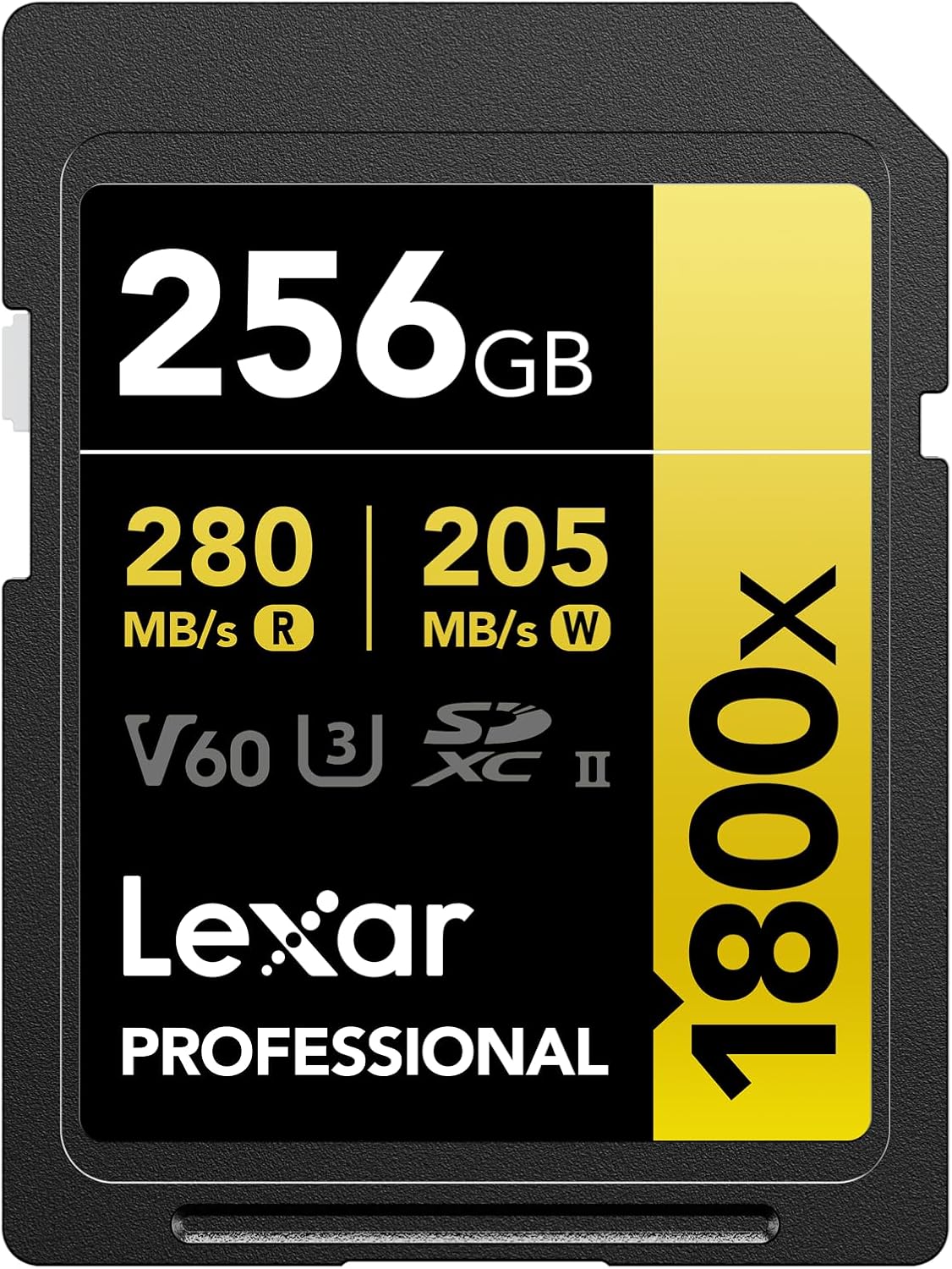 Lexar 256GB Professional 1800X SDXC UHS-II V60 SD Card U3 4K GOLD Series