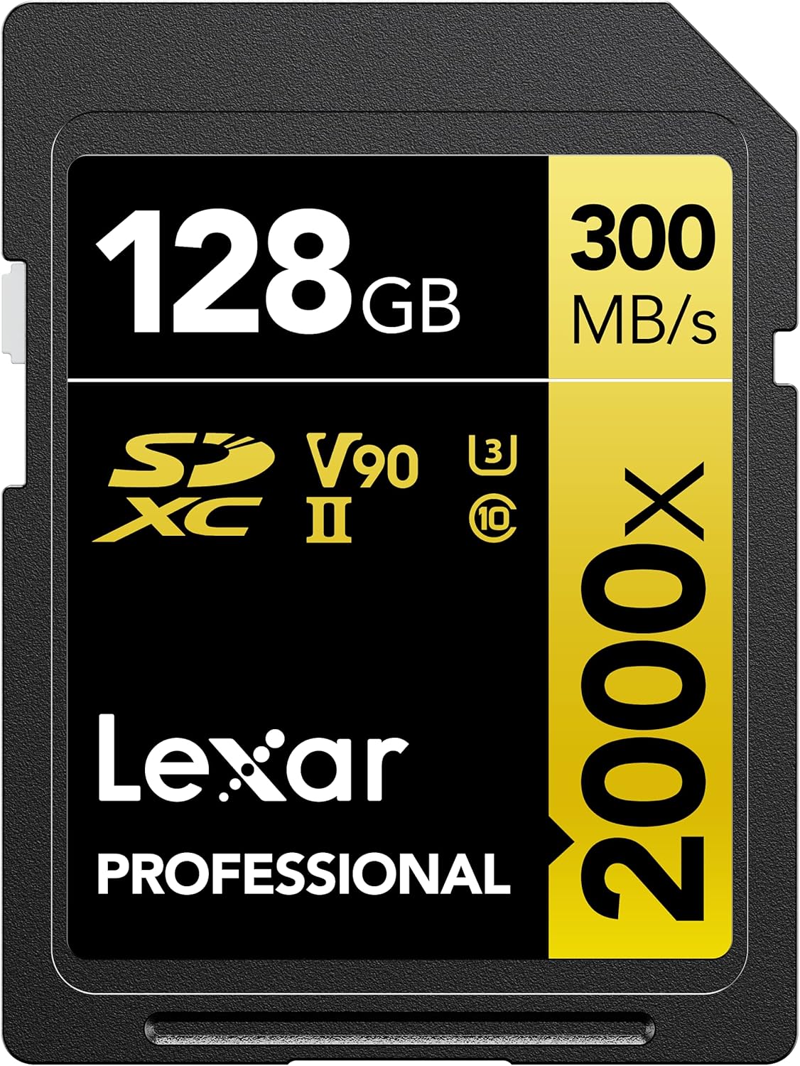 Lexar 128GB Professional 2000x UHS-II SDXC Memory Card V90 300R/260W GOLD