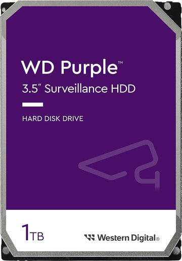 Western Digital WD 1TB Purple 3.5" Hard Drive, SATA III, 5400RPM, 64MB Cache, Surveillance Storage Hard Drive