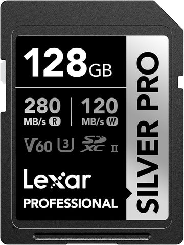 Lexar Professional 128GB SILVER PRO SDXC UHS-II Card V60 6K U3 C10 280MB/s