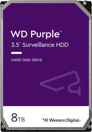 Western Digital WD 8TB Purple 3.5" Hard Drive, SATA III, 5400RPM, 256MB Cache, Surveillance Storage HDD