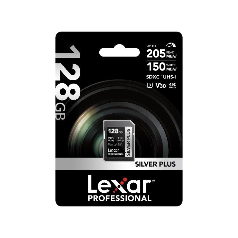 Lexar 128GB Professional SILVER PLUS SDXC UHS-I Card V30 205MBs & 150MB/s
