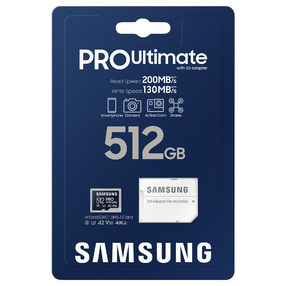 SAMSUNG PRO Ultimate 512GB MICRO SD w/ ADAPTER V30 A2 U3 200R/130W MB/s Action Cam & Drone