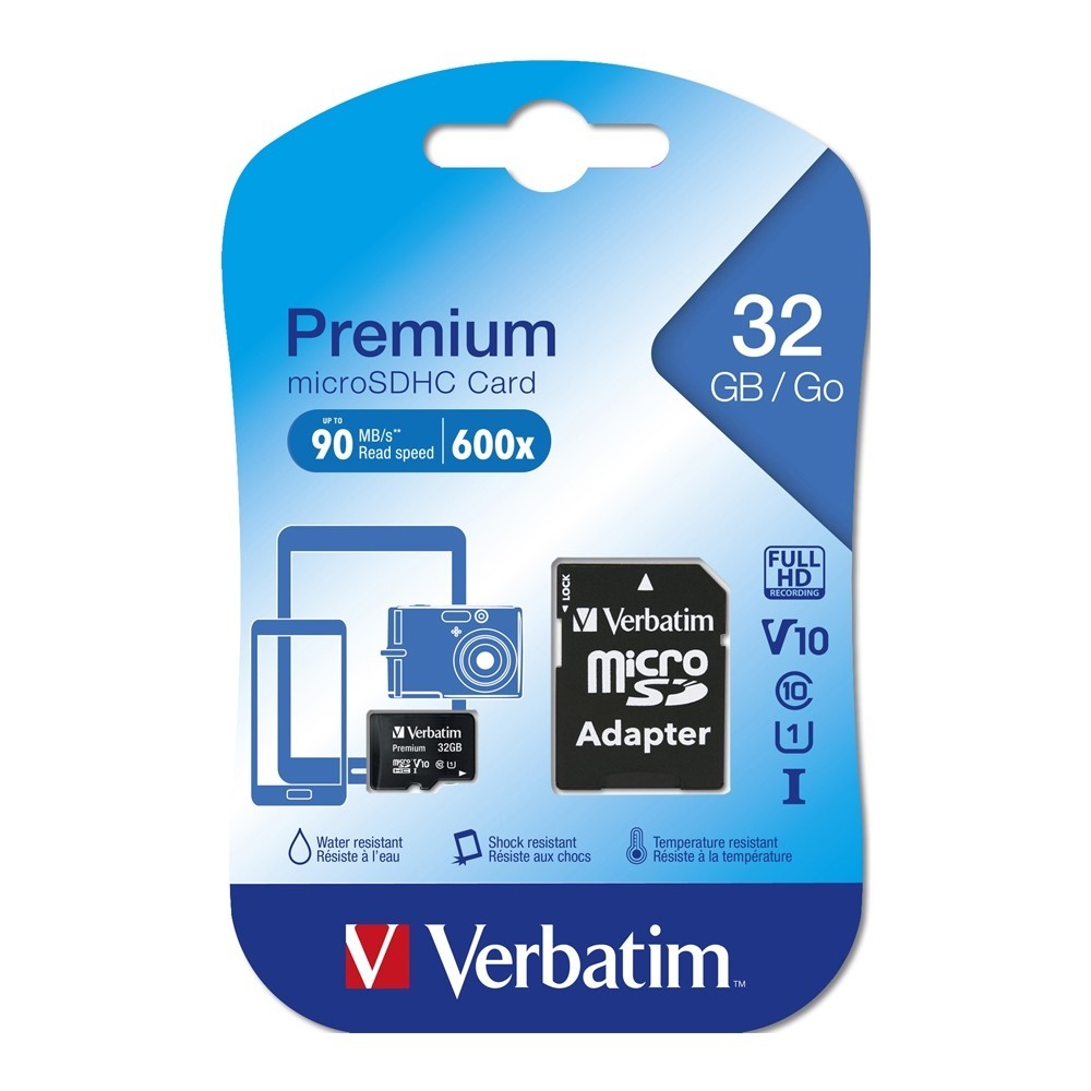 Verbatim 32GB MicroSDHC Memory Card with SD Adapter 44083