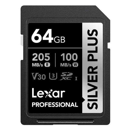 Lexar 64GB Professional SILVER PLUS SDXC UHS-I Card V30