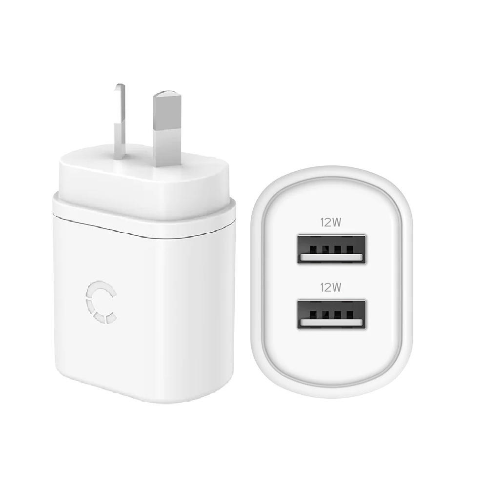 Cygnett PowerPlus 12W Dual Port (2x USB-A 12W) Wall Charger - White (CY3671PDWLCH), Small, Lightweight & Compact Design, Travel Ready,Charge 2 Devices